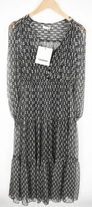 SANDRO  Dress Womens (EU) 38 Silk Midi Sheer Patterned Floral Elastic Waist - Picture 1 of 8