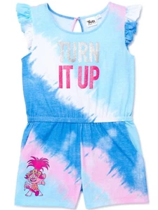Trolls World Tour Turn It Up Poppy Flutter Sleeve Girls Romper - NWT - Picture 1 of 3