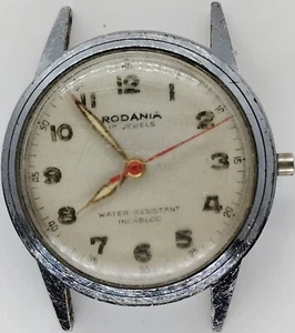 C751 men Rodania Military Field Red Hand Manual Movement Vintage Watch parts lot - Picture 1 of 2