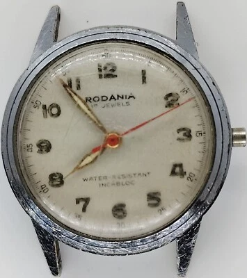 C751 men Rodania Military Field Red Hand Manual Movement Vintage Watch parts lot - Image 1 of 2