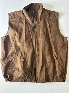 PGA Tour Collection Full Zip Brown Suede Like Athletic Golf Vest Large - Picture 1 of 5