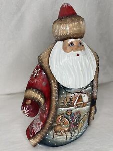 Figurine Père Noël russe sculptée à la main 8", maison décoration de Noël chevaux