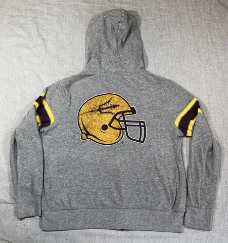 Arizona State Sun Devils YOUTH XL Full Zip Hoodie Gray Football Logo Sparkle Cover