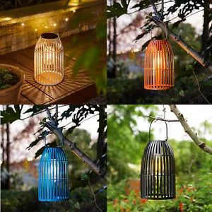 Glitzhome 9.75"H Metal Woven Solar Powered Hanging Lanterns Outdoor Garden Lamps - Bild 1 von 37