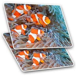 2 x Rectangle Stickers 7.5cm  - Orange Clown Fish Reef  #45939
