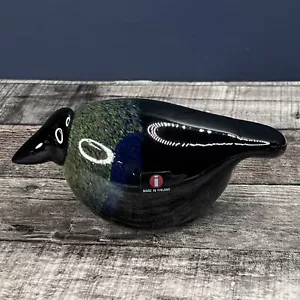 Vidrio soplado firmado por IITTALA Oiva Toikka pájaro - cuervo bebé Finlandia - Imagen 1 de 12