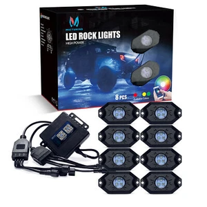 MICTUNING 8 Pods RGB LED Rock Luces Neón Bluetooth Controlador Cronometraje Música - Imagen 1 de 12