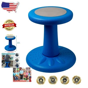 Flexible Seating Wobble Stool for Kids - Blue 14” Chair Supports Good Posture - Picture 1 of 10