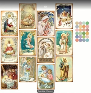 12 alte Jesus Heilige Karten, antike Engel Postkarten Jesus wurde an diesem Tag geboren - Bild 1 von 7