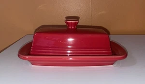 Fiestaware Red Large Covered Butter Dish Scarlet Fiesta - Picture 1 of 8