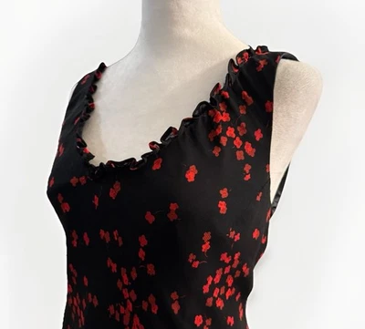 Vintage 90s Y2k Jones NY Black Red Dress Goth Ruffled Babydoll Fairy grunge 12 - Image 1 of 4