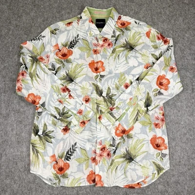 Tommy Bahama Men Shirt Floral Linen XL button long sleeve Tropical Hawaiian AOP - Image 1 of 4