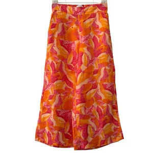 Cynthia Rowley 100% Flax Linen Crop Pant Wide Leg Tropical Beach Resort Vacation - Picture 1 of 13