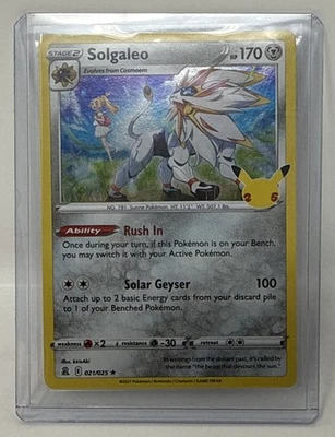 Solgaleo Raro Holo Tipo Metal Celebraciones Pokemon TCG Tarjeta 021/025 Foto 1 de 3