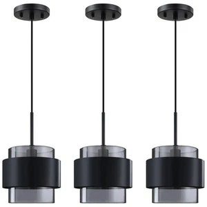 3er Pack 1 Leuchte hängend Innen Küche Insel Pendelleuchte 6,5" Trommel klar gr... - Bild 1 von 2