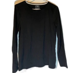 Talbots Normcore Minimalist Casual 100% Pima Cotton Black Long Sleeve Tee M* - Picture 1 of 4