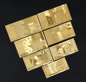Lot 70 Pcs Gold Euro Banknote Paper Money Beautiful Crafts Collection Gift Game - Picture 1 of 4