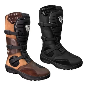 NEW MOTORCYCLE LONG ADVENTURE BOOTS FOR MENS GENUINE LEATHER CE CERTIFIED SHOES - Picture 1 of 24