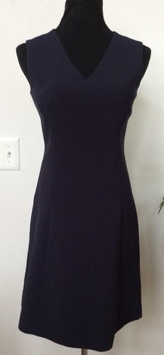 Abito nuovo con etichette Kate Spade donna blu navy poliestere crepe guaina taglia 2 Ret. $298