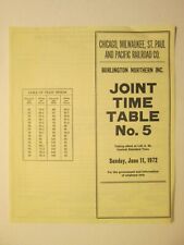 Milwaukee Road Burlington Northern Joint Time Table No. 5 June 11, 1972
