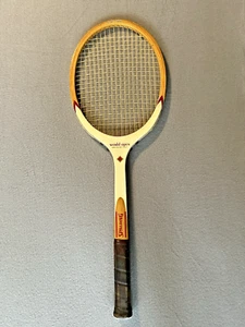 Vintage Spalding World Open Wood Tennis Racquet All White Ashbow made Beligium - Picture 1 of 5