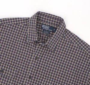 NWT VINTAGE POLO RALPH LAUREN Men's Plaid Cotton G.I. Button Down Shirt Size L - Picture 1 of 7