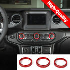 Red For 2018 Jeep Wrangler JL Air Conditioner Switch Decor Ring Cover Trim Parts