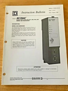 Square D, Instruction Bulletin Sy/Max Class 8020, 30598-105-03 - Picture 1 of 4