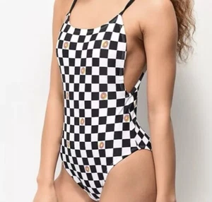 Odd Future Damen Black & White Donut Checkered One Piece Badeanzug Medium - Bild 1 von 10