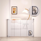 Upgrade Retractable Baby Gate with Transparent PVC Cat Door,Extends to 71&quot; Wide