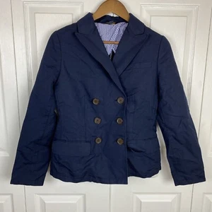 Brooks Brothers 346 Size 2 Linen Blazer Jacket Double Breasted Nautical Navy Blu - Picture 1 of 4