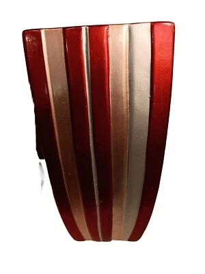 Christmas Vase Red, Silver And Copper Stripes - Image 1 of 3