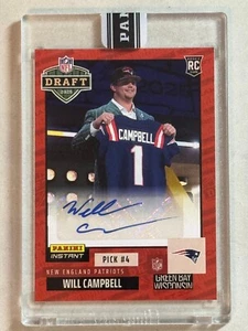 2025 Panini Instant Draft Night Red Will Campbell Rookie Auto RC /10 Patriots - Picture 1 of 2
