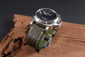 UHRENARMBAND 26 24 22 MM ECHT LEDER CARABU GRÜN II HANDMADE BAND MA STRAP - Bild 1 von 12