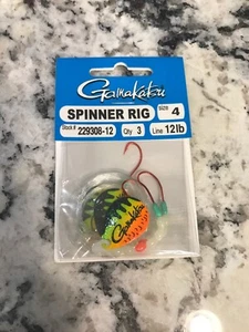 New Gamakatsu Spinner Rig Size 4 Firetiger Blade, #229308-12, 3 Count - Picture 1 of 4