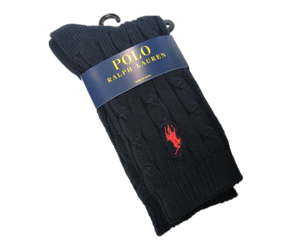 Ralph Lauren Polo Pony Damas Bota Calcetines 94% Algodón Suéter Tejido Cable Azul Marino Foto 1 de 1