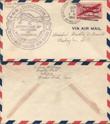 1942 WWII to President Franklin Roosevelt Windsor Locks Air Base Connecticut - Image 1 of 3