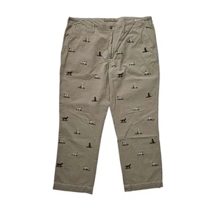 Vintage Polo Ralph Lauren (Mens 40x30) Embroidered Hunting Dogs Pants Khakis Tan - Picture 1 of 9