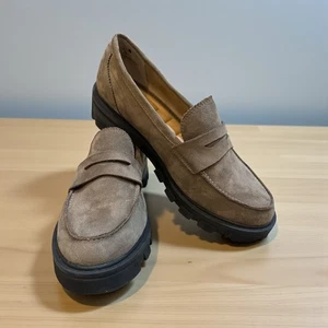 Zapatos mocasines Crown vintage para mujer talla 9M color topo tacón de 1 pulgada suela gruesa - Imagen 1 de 10