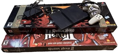 Sony PlayStation 2 Slim Con 2 Guitar Hero Guitarras Cib Plus Juegos!!!PROBADO!!!!! - Imagen 1 de 3