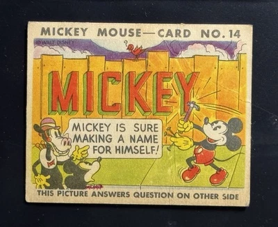 Tarjeta de goma de Mickey Mouse 1935 R89 - Early Disney #14 tipo 1 Clarabelle Minnie Foto 1 de 2