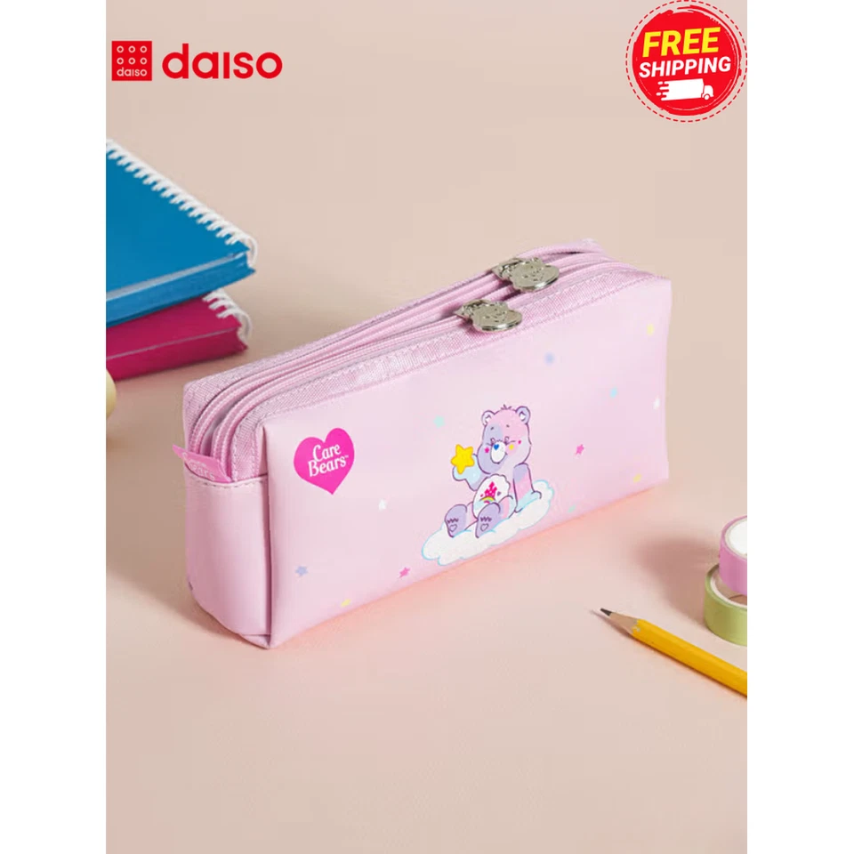 Daiso Corea Lindo kOREANO Rosa Cuidado Oso Cremallera Estuche para Lápices Bolsa de Papelería 2 Vías Foto 1 de 4