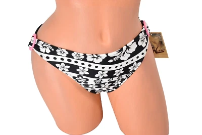 Women's Hobie Hipsters Black & White Floral Bikini Bottom Size S  NWT - Image 1 of 4