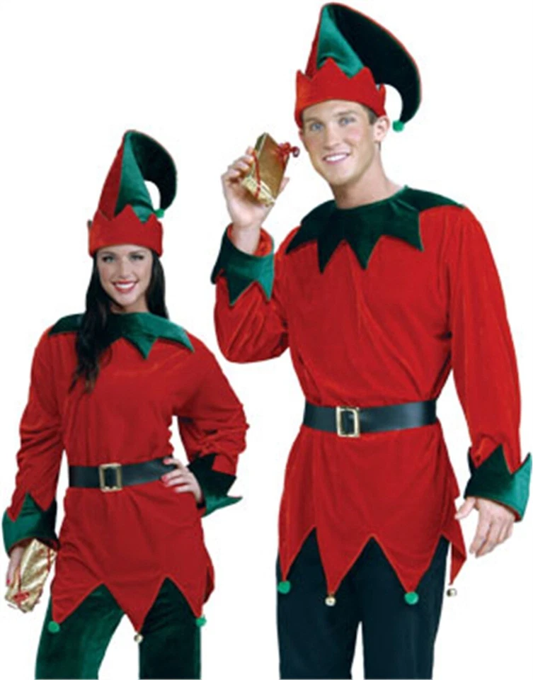 Disfraz económico de Santa Helper Elf para hombre y mujer talla grande Foto 1 de 1