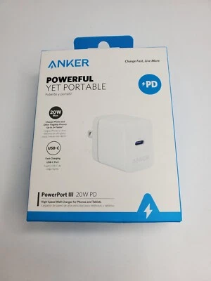 CARGADOR DE PARED ALTA VELOCIDAD ANKER POWERPORT III 20W PD CARGA IPHONE Y TABLETS Foto 1 de 3