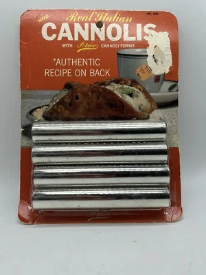 Tubos de metal Cannolis italianos reales Ateco de colección formas Cannoli con receta 660 Nuevo de Lote Antiguo Foto 1 de 2