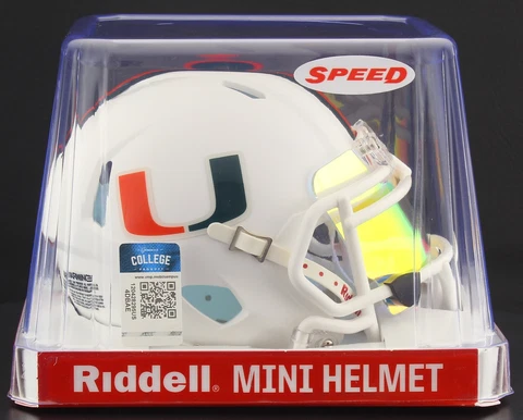 MIAMI HURRICANES NCAA Riddell SPEED Mini Football Helmet w/ EYE SHIELD VISOR Cover