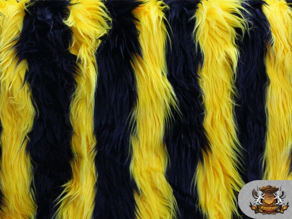 Tela a rayas peludas de piel sintética pelo largo 2 tonos / 60" de ancho / se vende por yarda Foto 1 de 1