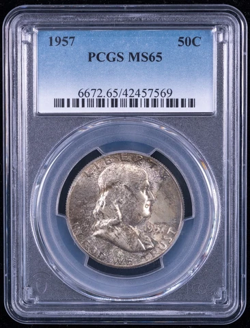 1957 Franklin Silver Half Dollar - PCGS MS65 - PB10 569 Cover