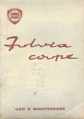 RIPRODUZIONE MANUALE USO E MANUTENZIONE LANCIA FULVIA 1200 COUPE' (MA13)  - Immagine 1 di 4